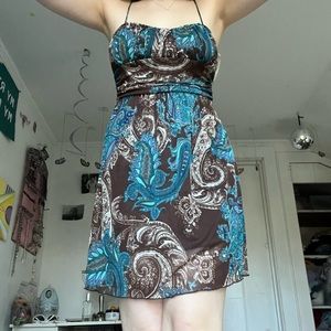 Y2k brown and blue summer dress